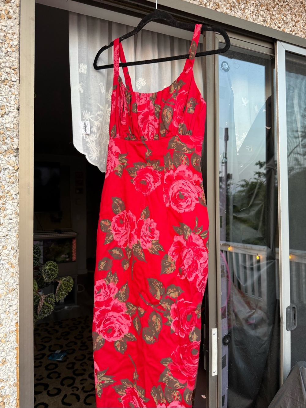 Vixen by Micheline Pitt Red Floral Midi Dress